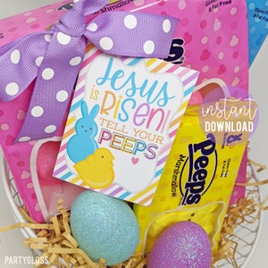 Etiquetas imprimibles de Pascua, Jesús ha resucitado, cuéntale a tus amigos etiqueta, grupo juvenil cristiano divertido trata el regalo del pastor juvenil del estudio bíblico de la escuela dominical
