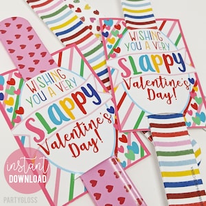 Slap Bracelet Valentine&#39;s Day Printable, Slap Valentine, Valentine Tag, Class Valentine, Easy Valentine, Bracelet Valentine Slappy Valentine