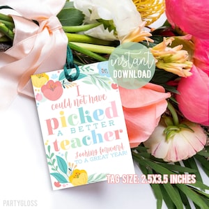 Etiquetas imprimibles de regreso a la escuela, regalo para el maestro, etiqueta de planta de semillas de flores, regalo de agradecimiento al estudiante imprimible, idea del primer día de clases