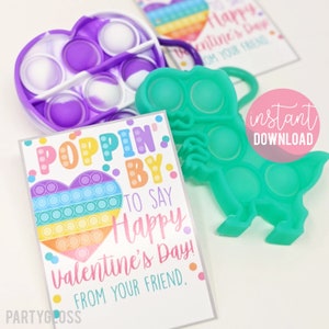 Pop It Valentine&#39;s Day Printable Valentine Rainbow Poppin By Class Classmate Friends Team Teammate Neighbor Bus Carpool Band Drop By Pop By