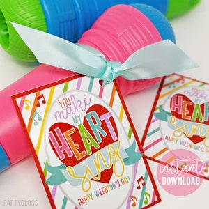Valentinstag Druckbare Tags You Make My Heart Sing Musik Valentine Klasse Team Freund Nachbar Lehrer Kita Teamkollege Mitschüler Schüler