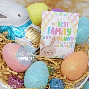 Ostern Familie Wertschätzung druckbare Tags glücklich Frühling Kaninchen wir die beste Familie jeder Hase Bruder Schwester Cousin Mutter Opa Oma