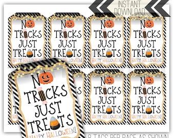 INSTANT DOWNLOAD Printable No Tricks Just S/'more Treats Halloween 3-inch Circle TagLabelSticker,Classroom Gift Self-Editing with CORJL