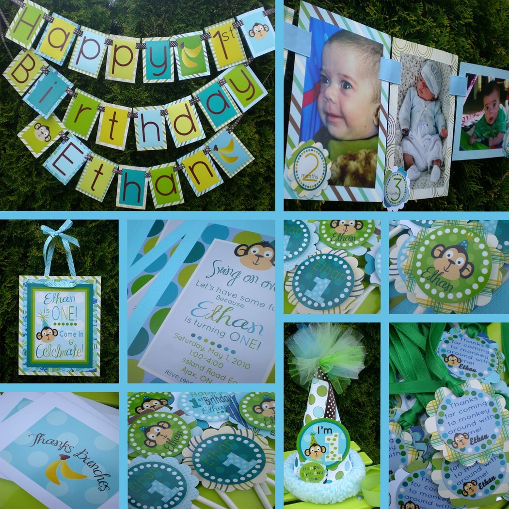 Boy Monkey Birthday Party Decorations Package Fully Assembled Etsy