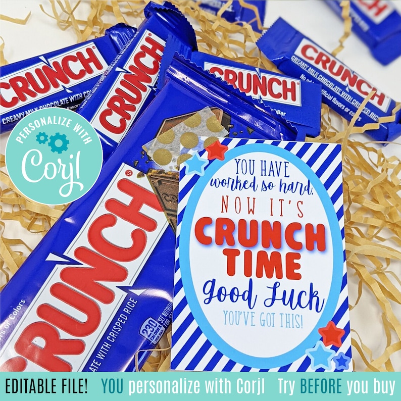 Editable Crunch Time Good Luck Printable Tag Crunch Time Etsy