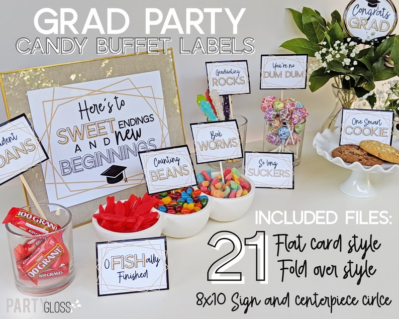graduation candy buffet labels candy bar labels grad party etsy