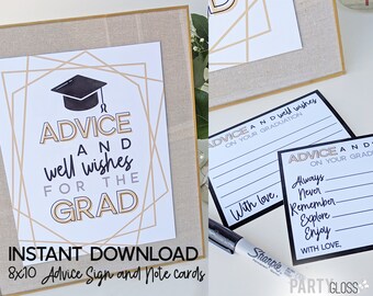 Graduation Advice Cards | Grad Party Advice Sign | Class of 2022 | Graduation Printables | Graduation Advice Wishes | Graduation Decorations