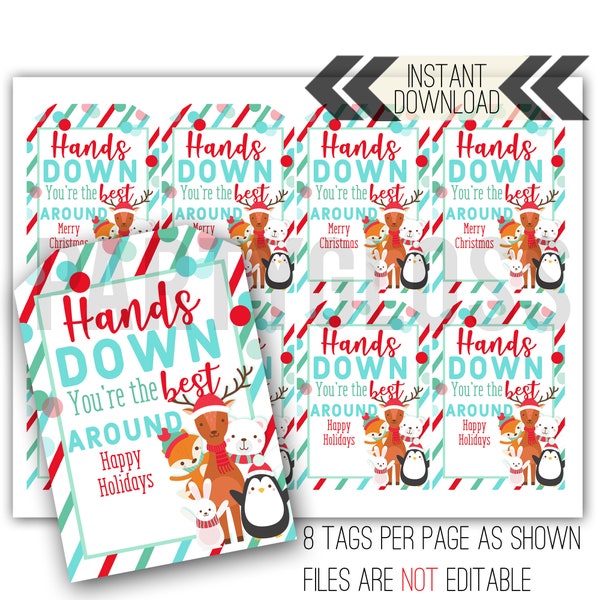 Hands Down Christmas Staff Coworker Printable Tag | Christmas Holiday Tag | Hands Down | Employee Gift | Staff Boss Tag | Sanitizer Lotion