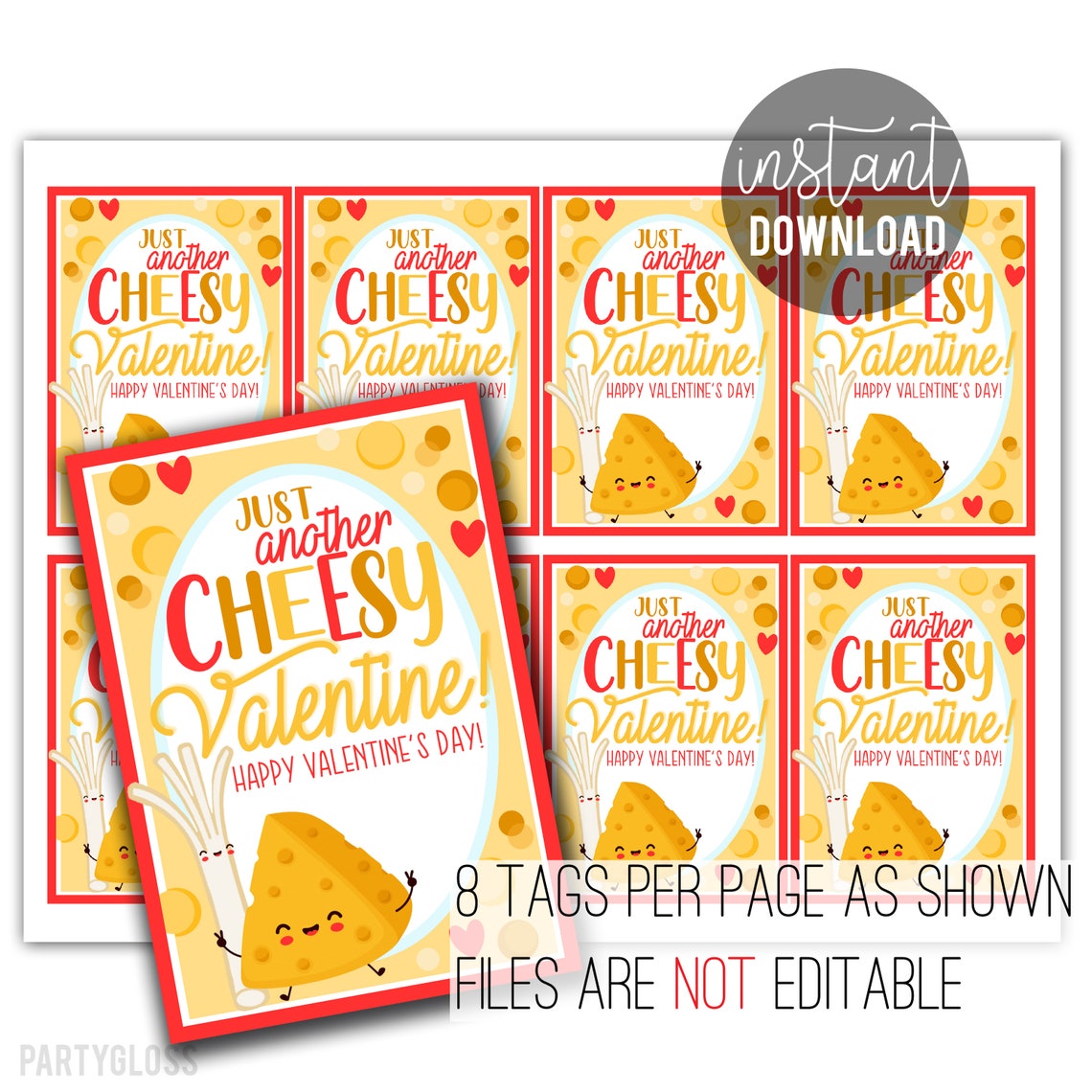 Cheese Stick Valentine's Day Printable Cheese Valentine Etsy