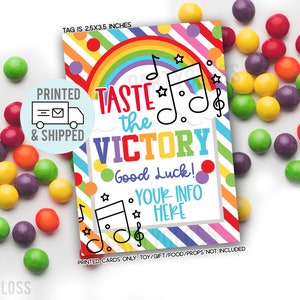 Printed and Shipped Choir Band Music Taste The Victory Good Luck Gift Tags Rainbow Candy State Regionals Tournament Competition Try Outs image 1