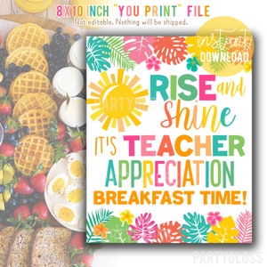 Teacher Appreciation 8.5x11 Printables, Lunch School Staff, PTO PTA, Treats Snacks Teachers Tropical Hawaiian Beach Aloha Tiki Bulk Bundle image 5