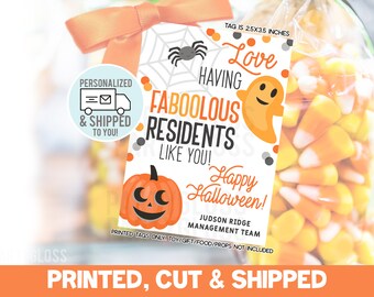 Resident Appreciation Tags, Personalized, Printed & Shipped, Halloween Theme Tag, Property Manager Management Pop By, Home Health Patient