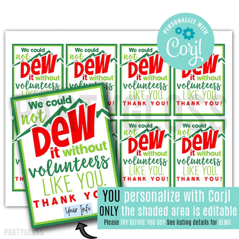 Editable Dew Appreciation Printable Tag Dew Without You - Etsy