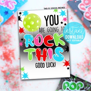 Pickleball You Are Going To Rock This Good Luck Étiquettes cadeaux imprimables, Pop Candy Rocks Popping Team Tournament Match Rec League Competition