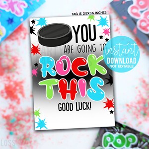 Étiquettes-cadeaux imprimables de hockey que vous allez porter chance, Pop Candy Rocks Popping Playoff Game Match Team Treats State Championship