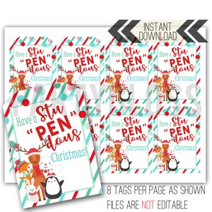 StuPENdous kerst afdrukbare tag | Kerstvakantie label | Pennenlabel | Leraar cadeau | Verbijsterend pen-cadeaukaartje| Cadeaulabel voor vrienden en familie