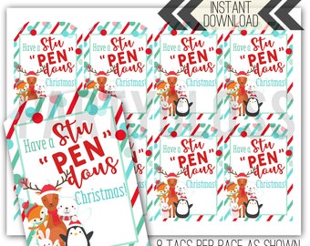 StuPENdous Christmas Printable Tag | Christmas Holiday Tag | Pen Tag | Teacher Gift | Stupendous Pen Gift Tag| Gift tag for friends & family