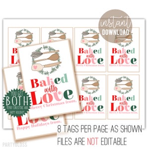 Baked With Love Printable Tags Baked Goods Tag Modern Christmas Tag ...