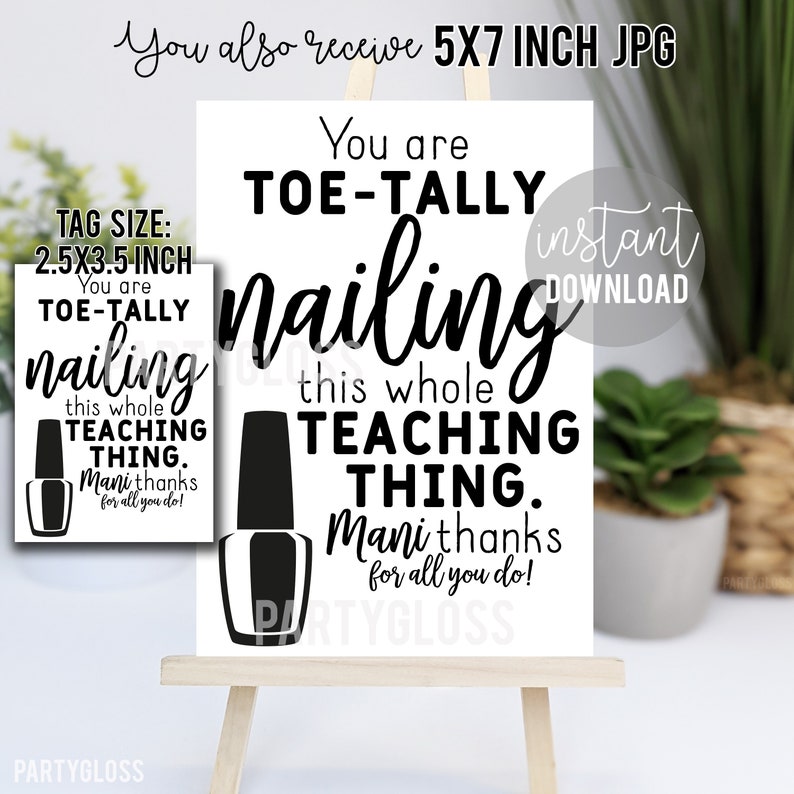 Teacher Appreciation Printable Tag Nail Polish Tag - Etsy
