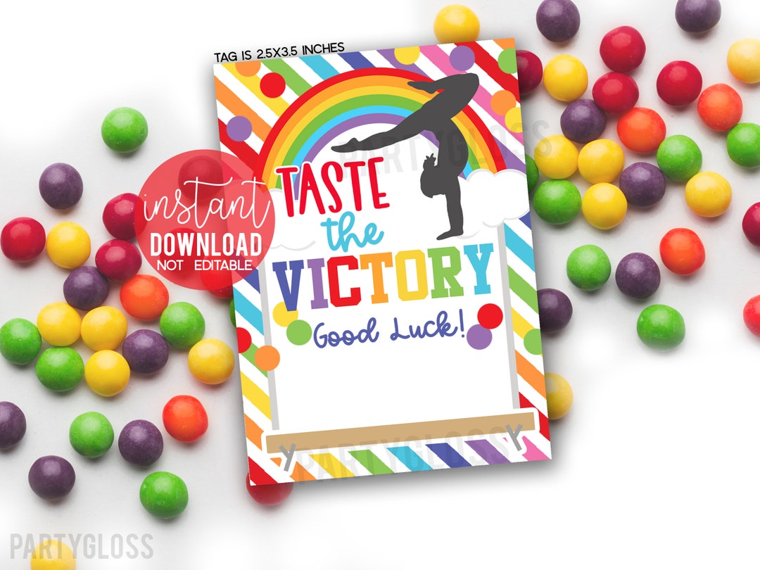 Gymnastics Taste the Victory Printable Gift Tags Good Luck Gymnast