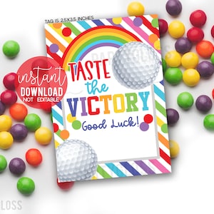 Gusto del golf La vittoria Etichette regalo stampabili Buona fortuna Torneo Invito Partita scolastica Snack Dolcetti di squadra Corso Arcobaleno Caramelle Dolci