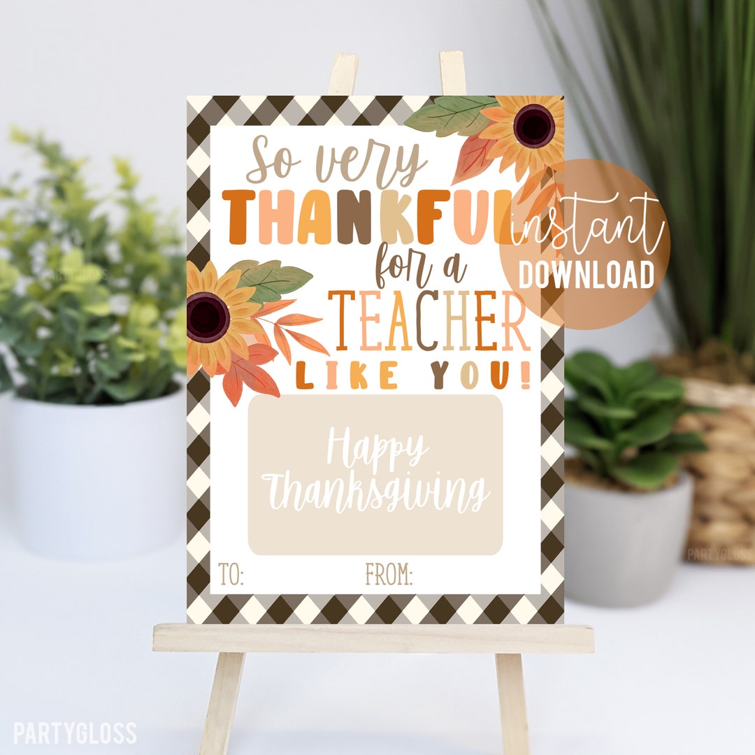 Thanksgiving Teacher Appreciation Printable Gift Card Holder, Fall ...