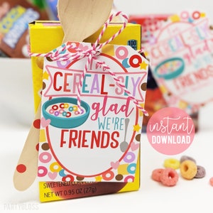 Cereal Friend Printable Tag | Cereal Happy Birthday | Cereal Gift Tag | Cereal Birthday Gift | Easy Friend Tag | Cereal Gift Ideas | Cereal