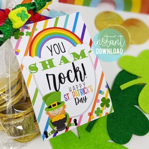 St. Patrick's Day Printable Tags, You ShamROCK Tag, Shamrock  Easy Gift Drop Off Coworker Staff Office Employees Client Customers Marketing
