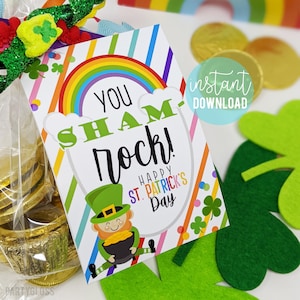 St. Patrick&#39;s Day Printable Tags, You ShamROCK Tag, Shamrock  Easy Gift Drop Off Coworker Staff Office Employees Client Customers Marketing