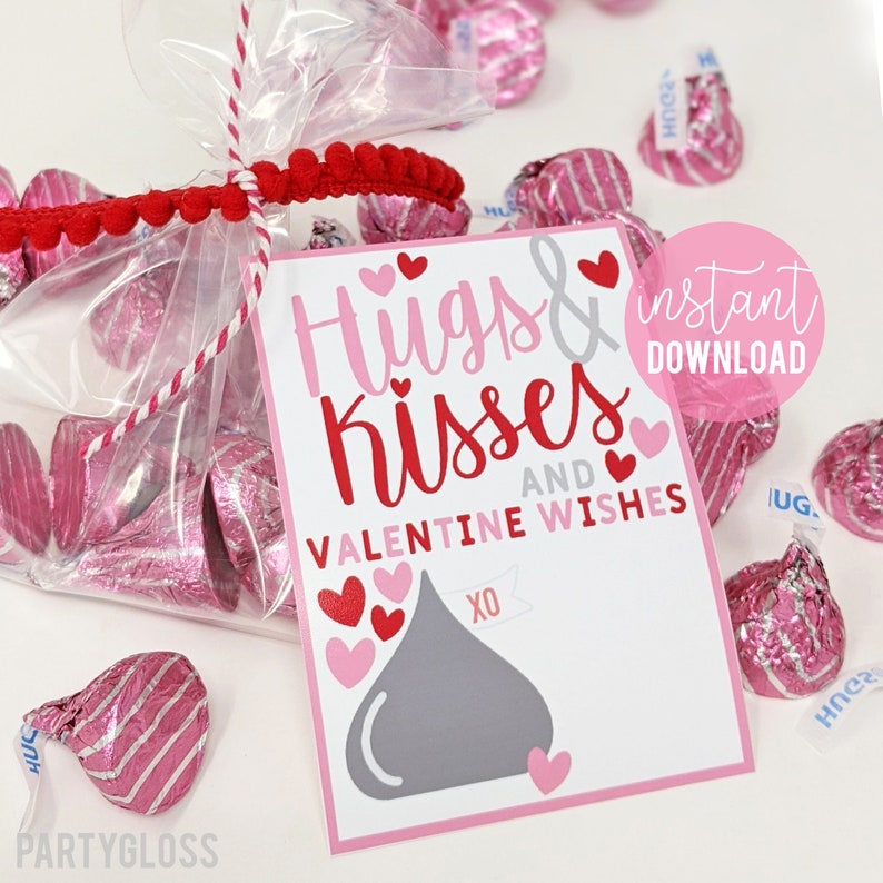 Hugs and Kisses Valentine's Day Printable Hugs Valentine image 1