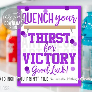 Purple Gymnastics Good Luck Imprimable 8x10 Inch Sign, étanchez votre soif de victoire Sports Drink Gymnastic Team Drinks Cooler Meet Match