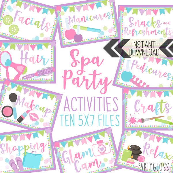 Spa Party Printable Signs | Spa Activity Station Signs | Spa Birthday | Spa Printables | Spa Party Ideas | Spa Birthday Party Activity Signs