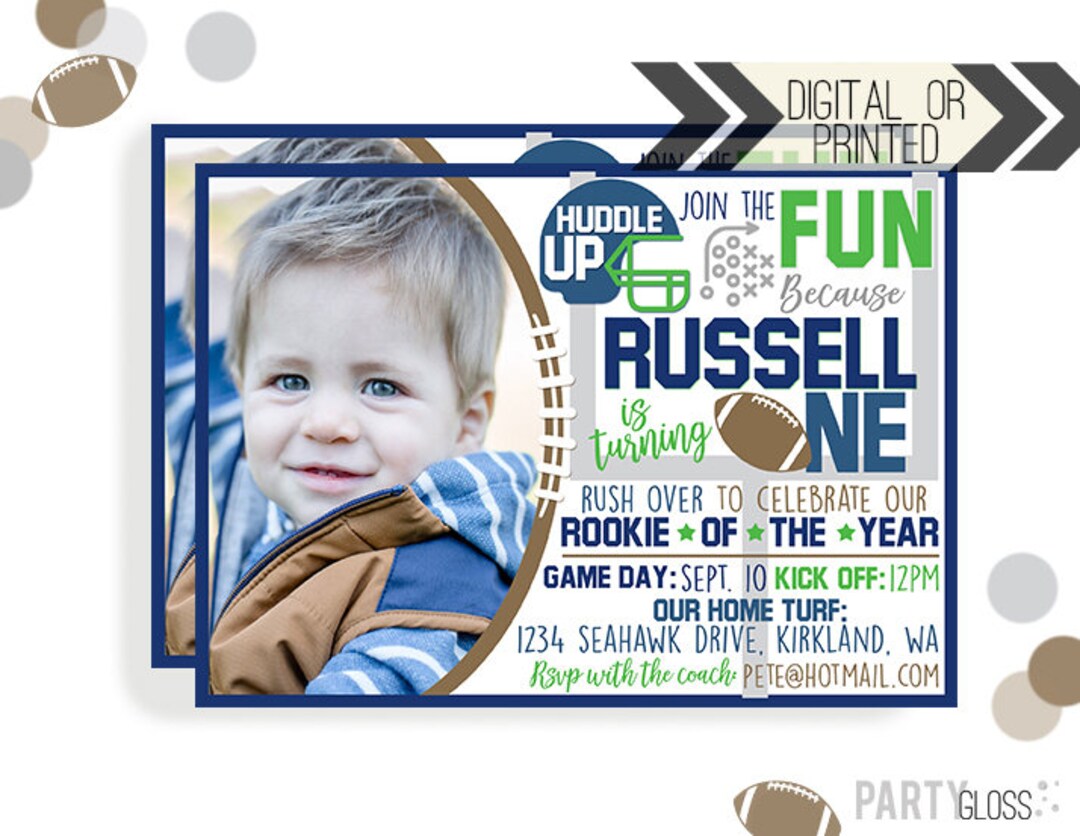 Football Birthday Invitation Digital or Printed Football Invitation