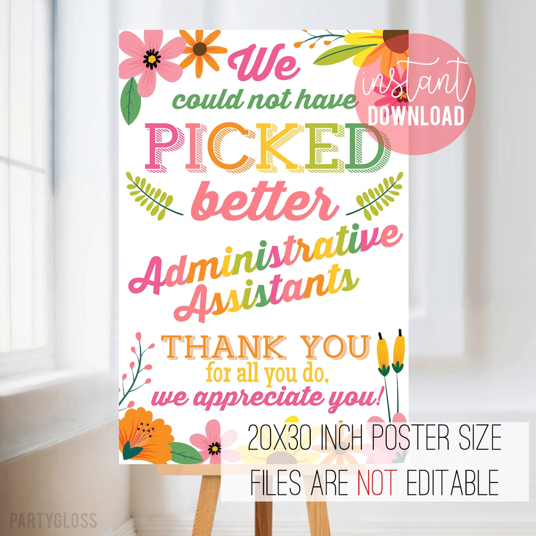 Administrative Assistant Appreciation Printable Poster Design