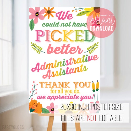 Administrative Assistant Appreciation Poster Design Etsy