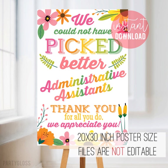 Administrative Assistant Appreciation Poster Design Etsy