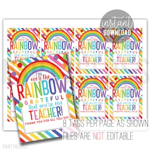 Teacher Appreciation Printable Tag | Teacher Rainbow Tags | Gift For Teacher | Teacher Rainbow | Teacher Gift From Student | Teacher Ideas