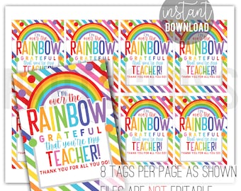 Teacher Appreciation Printable Tag | Teacher Rainbow Tags | Gift For Teacher | Teacher Rainbow | Teacher Gift From Student | Teacher Ideas