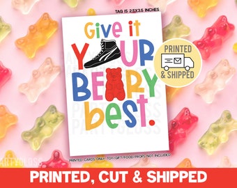 Printed, Cut & Shipped Wrestling Give It Your Beary Best Good Luck Gift Tags, Gummy Bear Candy State Try Outs Match Meet Tournament Jamboree