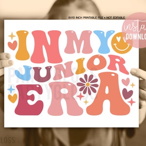 Junior Year First Day Of School Printable Sign, Junior Year Back To School, In My Junior Era, Boho Hippie Eras, Digital Download, 11th Grade