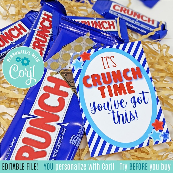 Editable Crunch Time Good Luck Printable Tag PTO PTA Test Etsy