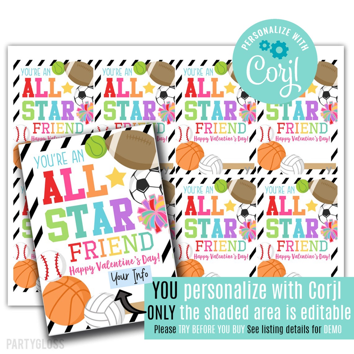 Editable Sports Valentine's Day Printable Sports | Etsy