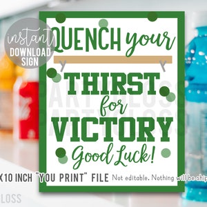 Green Gymnastics Good Luck Imprimable 8x10 Inch Sign, étanchez votre soif de victoire Sports Drink Gymnastic Team Drinks Cooler Meet Match