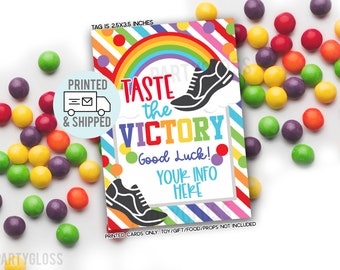 Printed and Shipped Cross Country Taste The Victory Good Luck Gift Tags Rainbow Candy Treat State Playoffs Game Team Tournament Competition