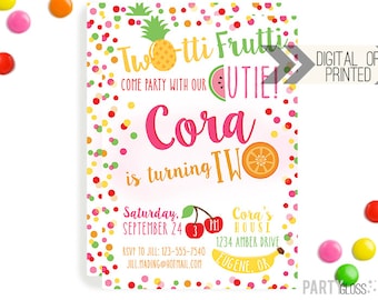 Tutti Frutti Invitation | Digital or Printed | Twotti Frutti Invitation | Fruity Invitation | Twotti Fruity Invite | Fruit Invitation | Two