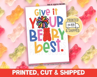 Printed, Cut & Shipped Cheer Give It Your Beary Best Good Luck Gift Tags, Gummy Bear Candy State Game Day Tournament Teammate Competition