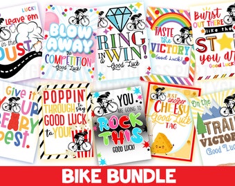 Bike Racing Good Luck Tag Bundle! Bicycle, BMX, Motocross, Printable Tags, Candy Puns Game Day Racing Competition Finals Track Course Treats