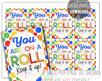 Good Luck Printable Tag | Fruit Roll Tag | Conference State Title | Competition Game Day | Team Treats | Sports Team Luck | On A Roll Tags