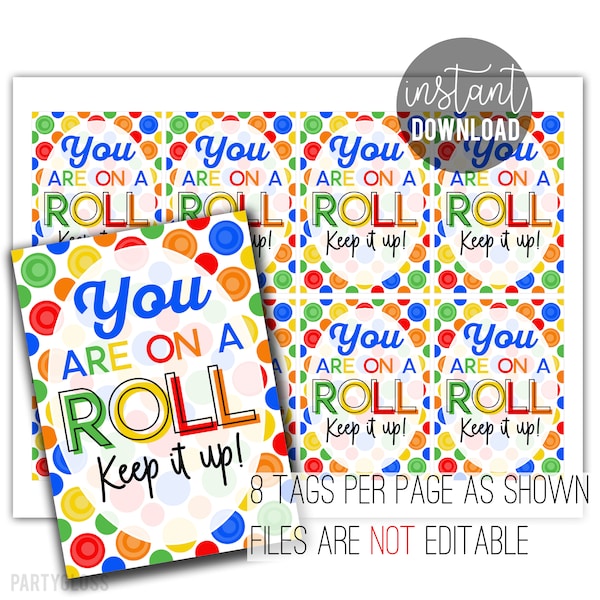 Good Luck Printable Tag | Fruit Roll Tag | Conference State Title | Competition Game Day | Team Treats | Sports Team Luck | On A Roll Tags