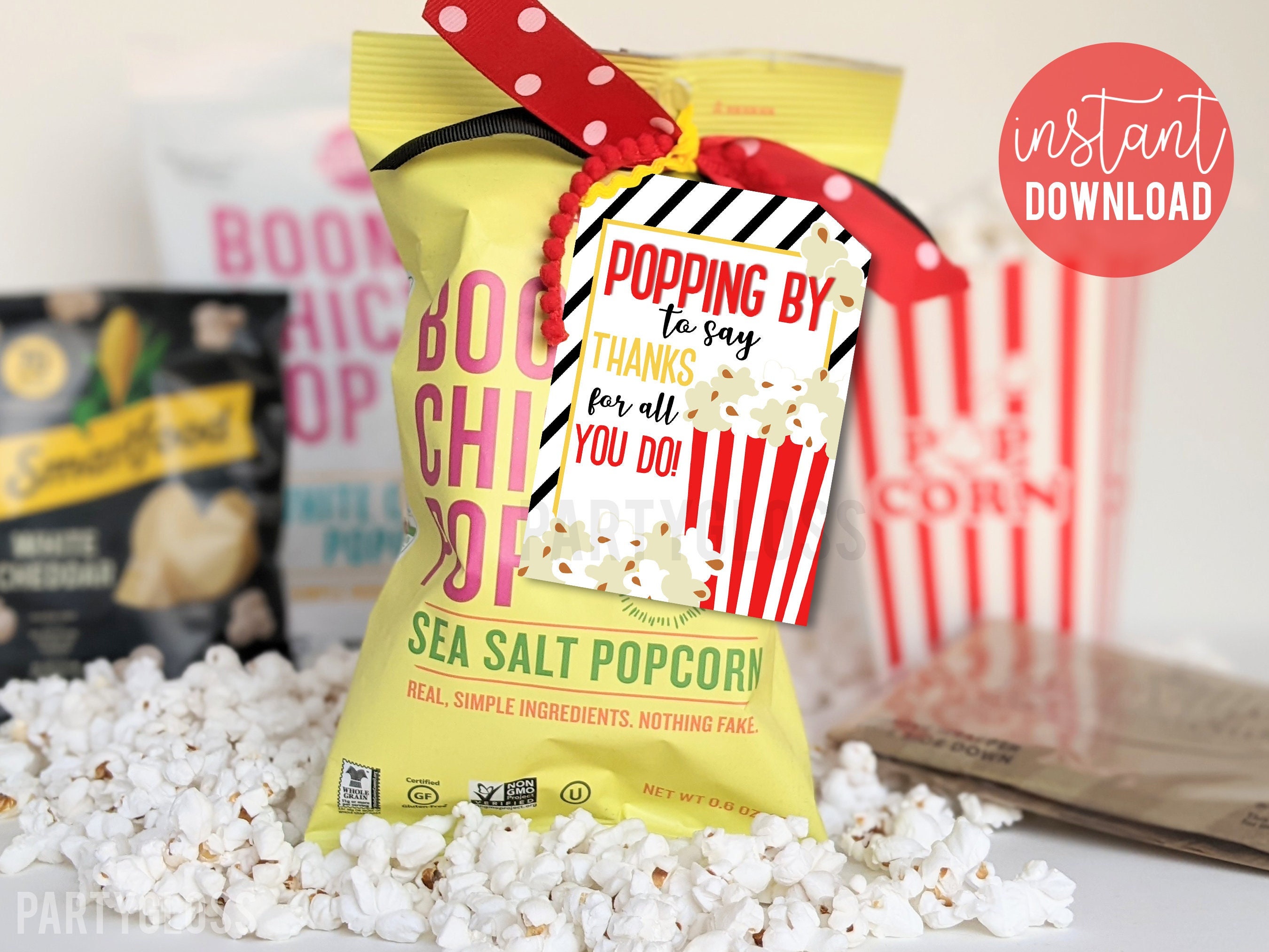 Popcorn Appreciation Printable Gift Tags, Popping by to Say Thanks for All  You Do Tag Thank You Employee Staff Teacher Client Customer PTA -   Canada
